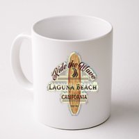 Laguna Beach Distressed Vintage Retro Surfboard Sign Coffee Mug