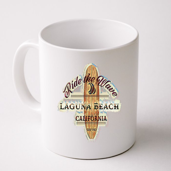 Laguna Beach Distressed Vintage Retro Surfboard Sign Coffee Mug