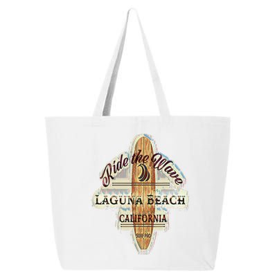 Laguna Beach Distressed Vintage Retro Surfboard Sign 25L Jumbo Tote