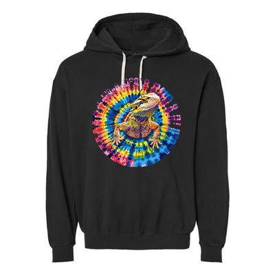 Lizard Bearded Dragon Reptile Tie Dye Spiral Rainbow Cute Garment-Dyed Fleece Hoodie