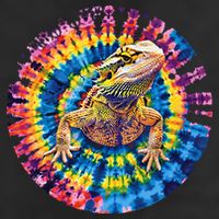 Lizard Bearded Dragon Reptile Tie Dye Spiral Rainbow Cute 7 Panel Mesh Trucker Snapback Hat