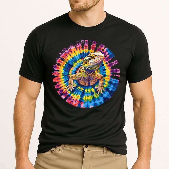 Lizard Bearded Dragon Reptile Tie Dye Spiral Rainbow Cute Cooling Performance Crew T-Shirt