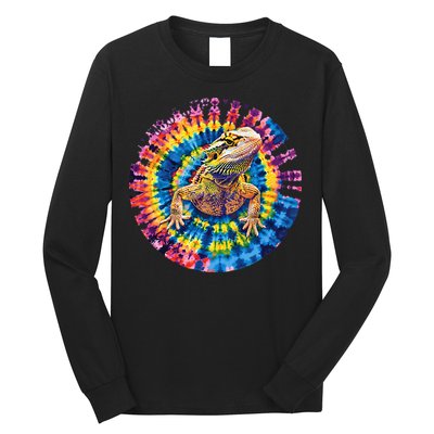 Lizard Bearded Dragon Reptile Tie Dye Spiral Rainbow Cute Long Sleeve Shirt