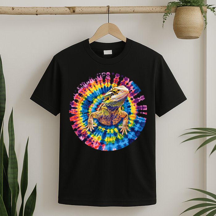 Lizard Bearded Dragon Reptile Tie Dye Spiral Rainbow Cute T-Shirt