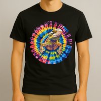 Lizard Bearded Dragon Reptile Tie Dye Spiral Rainbow Cute T-Shirt