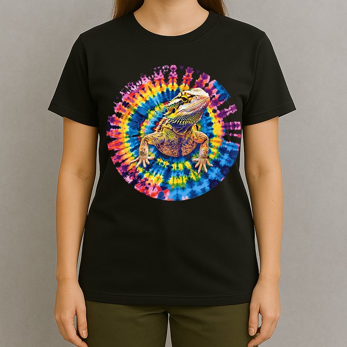 Lizard Bearded Dragon Reptile Tie Dye Spiral Rainbow Cute T-Shirt