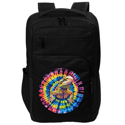 Lizard Bearded Dragon Reptile Tie Dye Spiral Rainbow Cute Impact Tech Backpack