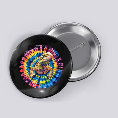 Lizard Bearded Dragon Reptile Tie Dye Spiral Rainbow Cute Button