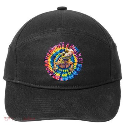 Lizard Bearded Dragon Reptile Tie Dye Spiral Rainbow Cute 7-Panel Snapback Hat
