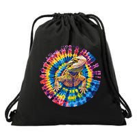 Lizard Bearded Dragon Reptile Tie Dye Spiral Rainbow Cute Drawstring Bag