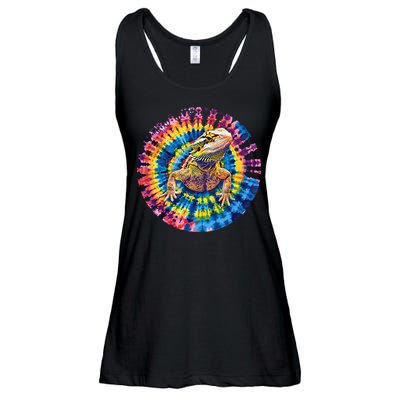 Lizard Bearded Dragon Reptile Tie Dye Spiral Rainbow Cute Ladies Essential Flowy Tank