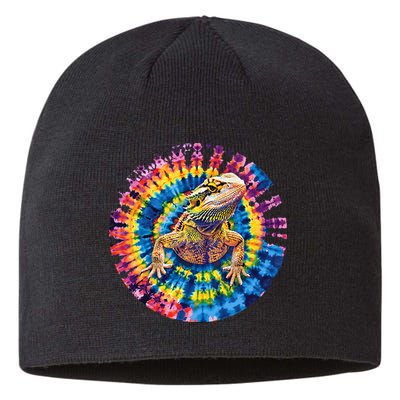 Lizard Bearded Dragon Reptile Tie Dye Spiral Rainbow Cute Sustainable Beanie