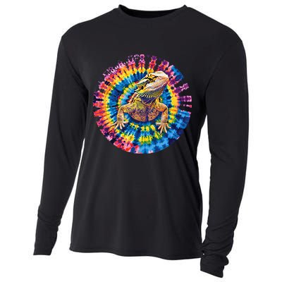 Lizard Bearded Dragon Reptile Tie Dye Spiral Rainbow Cute Cooling Performance Long Sleeve Crew
