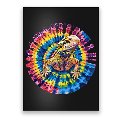 Lizard Bearded Dragon Reptile Tie Dye Spiral Rainbow Cute Poster