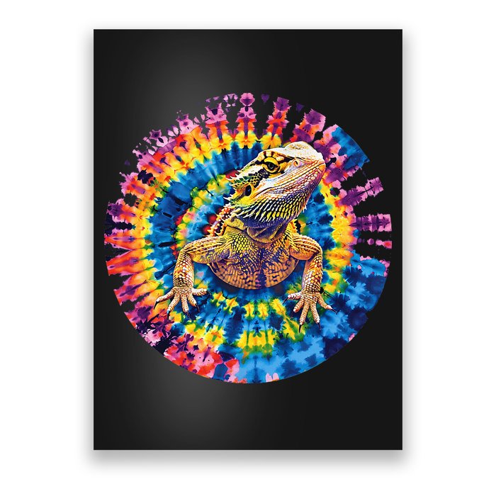Lizard Bearded Dragon Reptile Tie Dye Spiral Rainbow Cute Poster