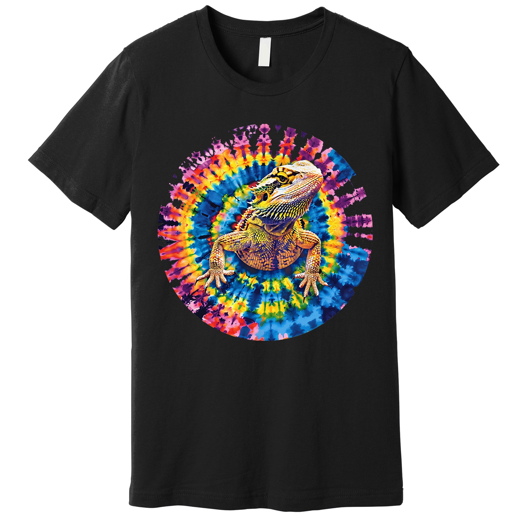 Lizard Bearded Dragon Reptile Tie Dye Spiral Rainbow Cute Premium T-Shirt