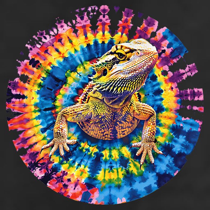 Lizard Bearded Dragon Reptile Tie Dye Spiral Rainbow Cute Hat
