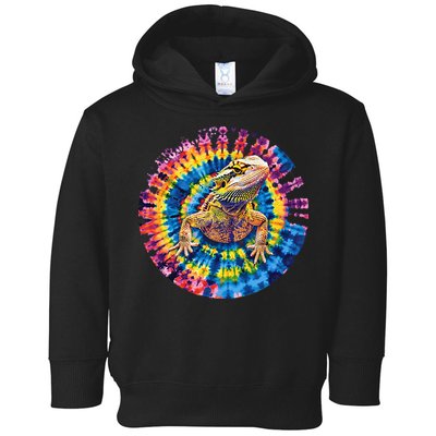 Lizard Bearded Dragon Reptile Tie Dye Spiral Rainbow Cute Toddler Hoodie