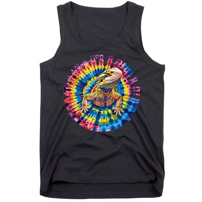 Lizard Bearded Dragon Reptile Tie Dye Spiral Rainbow Cute Tank Top