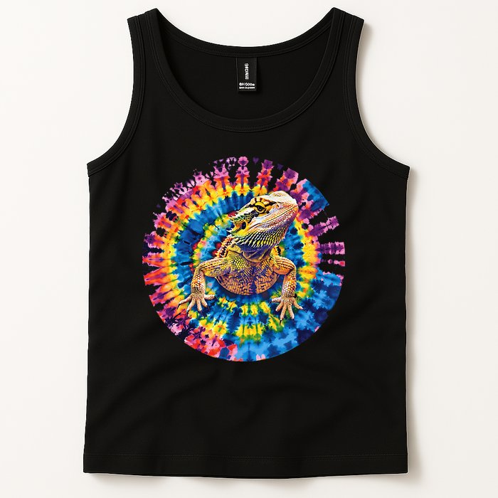 Lizard Bearded Dragon Reptile Tie Dye Spiral Rainbow Cute Tank Top