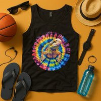 Lizard Bearded Dragon Reptile Tie Dye Spiral Rainbow Cute Tank Top