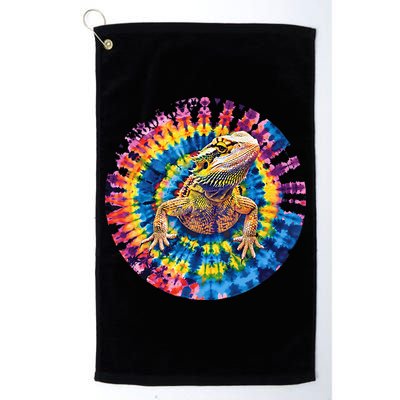 Lizard Bearded Dragon Reptile Tie Dye Spiral Rainbow Cute Golf Towel