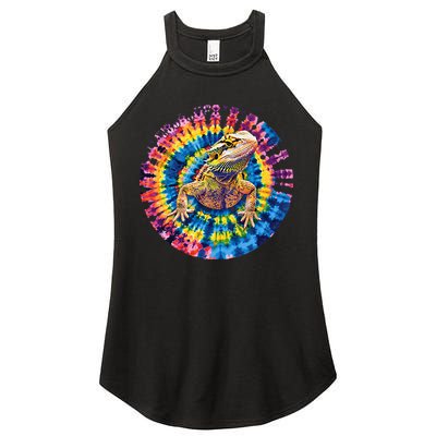 Lizard Bearded Dragon Reptile Tie Dye Spiral Rainbow Cute Women's Perfect Tri Rocker Tank