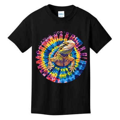 Lizard Bearded Dragon Reptile Tie Dye Spiral Rainbow Cute Kids T-Shirt