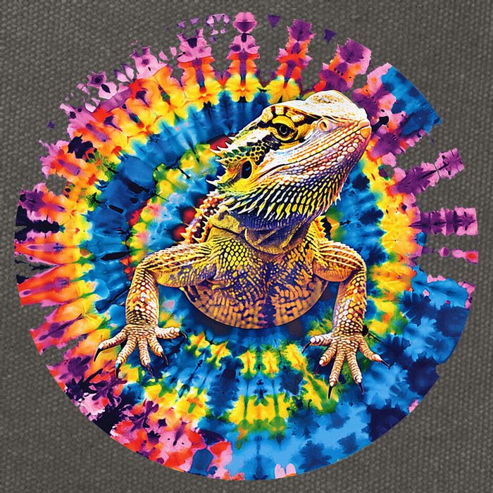 Lizard Bearded Dragon Reptile Tie Dye Spiral Rainbow Cute Cotton Canvas Backpack