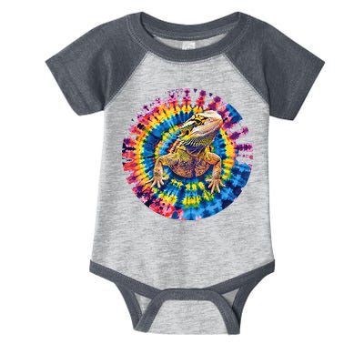 Lizard Bearded Dragon Reptile Tie Dye Spiral Rainbow Cute Infant Baby Jersey Bodysuit