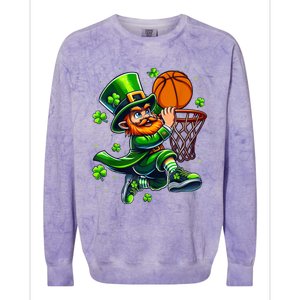 Leprechaun Basketball Dunk St Patricks Day Colorblast Crewneck Sweatshirt