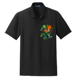 Leprechaun Basketball Dunk St Patricks Day Dry Zone Grid Polo