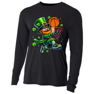 Leprechaun Basketball Dunk St Patricks Day Cooling Performance Long Sleeve Crew