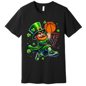 Leprechaun Basketball Dunk St Patricks Day Premium T-Shirt