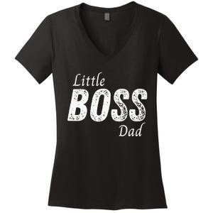 Little Boss Daddy Baby Children Father Women's V-Neck T-Shirt