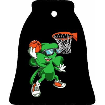 Leprechaun Basketball Dunk St Patricks Day Sports Ceramic Bell Ornament