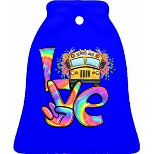 Love Bus Driver Retro Leopard School Bus Valentine's Day Gift Ceramic Bell Ornament