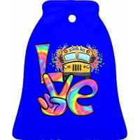 Love Bus Driver Retro Leopard School Bus Valentine's Day Gift Ceramic Bell Ornament