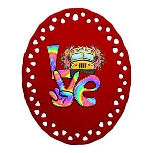 Love Bus Driver Retro Leopard School Bus Valentine's Day Gift Ceramic Oval Ornament