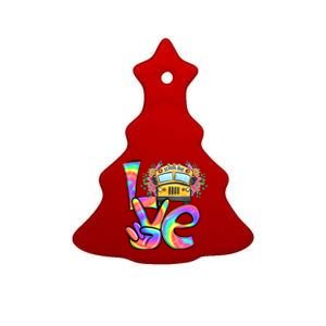 Love Bus Driver Retro Leopard School Bus Valentine's Day Gift Ceramic Tree Ornament