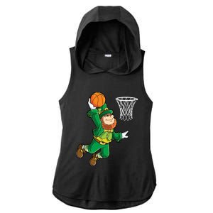 Leprechaun Basketball Dunk St Patricks Day Boy Sports Ladies PosiCharge Tri-Blend Wicking Draft Hoodie Tank