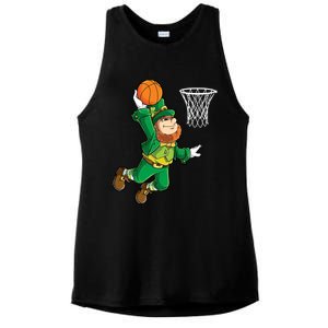 Leprechaun Basketball Dunk St Patricks Day Boy Sports Ladies PosiCharge Tri-Blend Wicking Tank