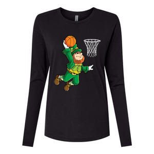 Leprechaun Basketball Dunk St Patricks Day Boy Sports Womens Cotton Relaxed Long Sleeve T-Shirt