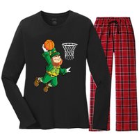 Leprechaun Basketball Dunk St Patricks Day Boy Sports Women's Long Sleeve Flannel Pajama Set 