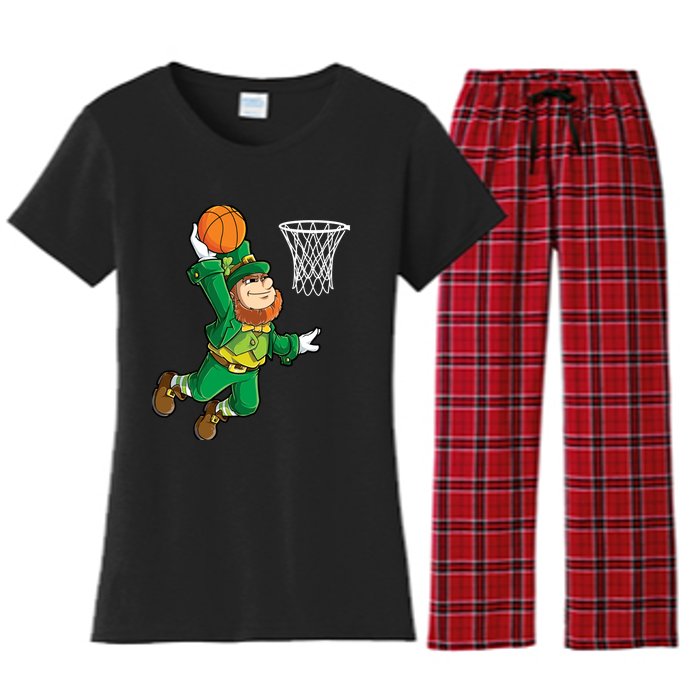 Leprechaun Basketball Dunk St Patricks Day Boy Sports Women's Flannel Pajama Set