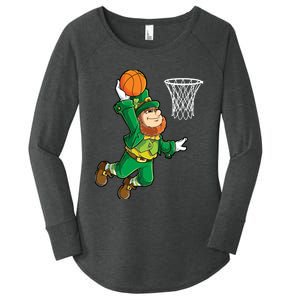 Leprechaun Basketball Dunk St Patricks Day Boy Sports Women's Perfect Tri Tunic Long Sleeve Shirt