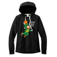 Leprechaun Basketball Dunk St Patricks Day Boy Sports Women's Fleece Hoodie