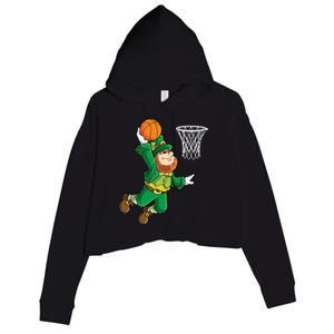 Leprechaun Basketball Dunk St Patricks Day Boy Sports Crop Fleece Hoodie