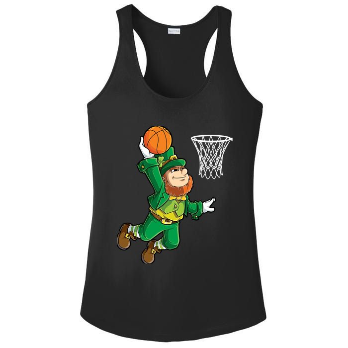 Leprechaun Basketball Dunk St Patricks Day Boy Sports Ladies PosiCharge Competitor Racerback Tank