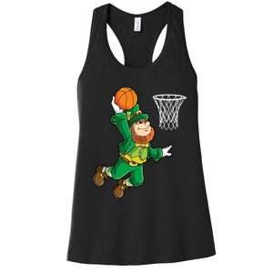 Leprechaun Basketball Dunk St Patricks Day Boy Sports Women's Racerback Tank